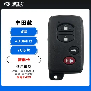 丰田智能卡 F433-4键-433MHz-FSK-70芯片 适用中东酷路泽，霸道，雷克萨斯（带小钥匙）