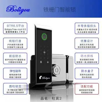 玻璃狗-DB2-杜宾铁栅栏门智能锁-指纹密码刷卡防水电子锁