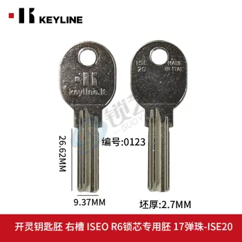 霍曼 意秀欧 意大利产打点钥匙胚 右槽 ISEO R6锁芯专用胚 17弹珠-ISE20