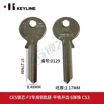 HORMANN 德国 霍曼 CES锁芯 F3专用钥匙胚 平铣开齿 6弹珠 CS3